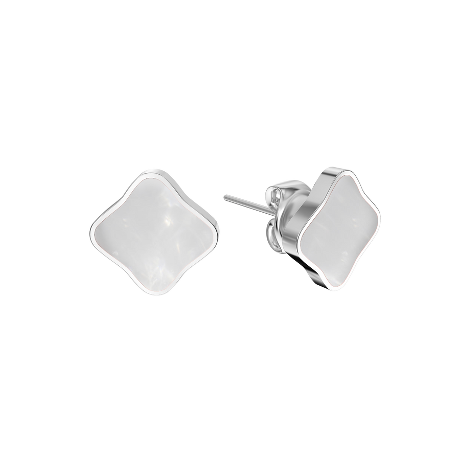 Flora Silver White Earrings