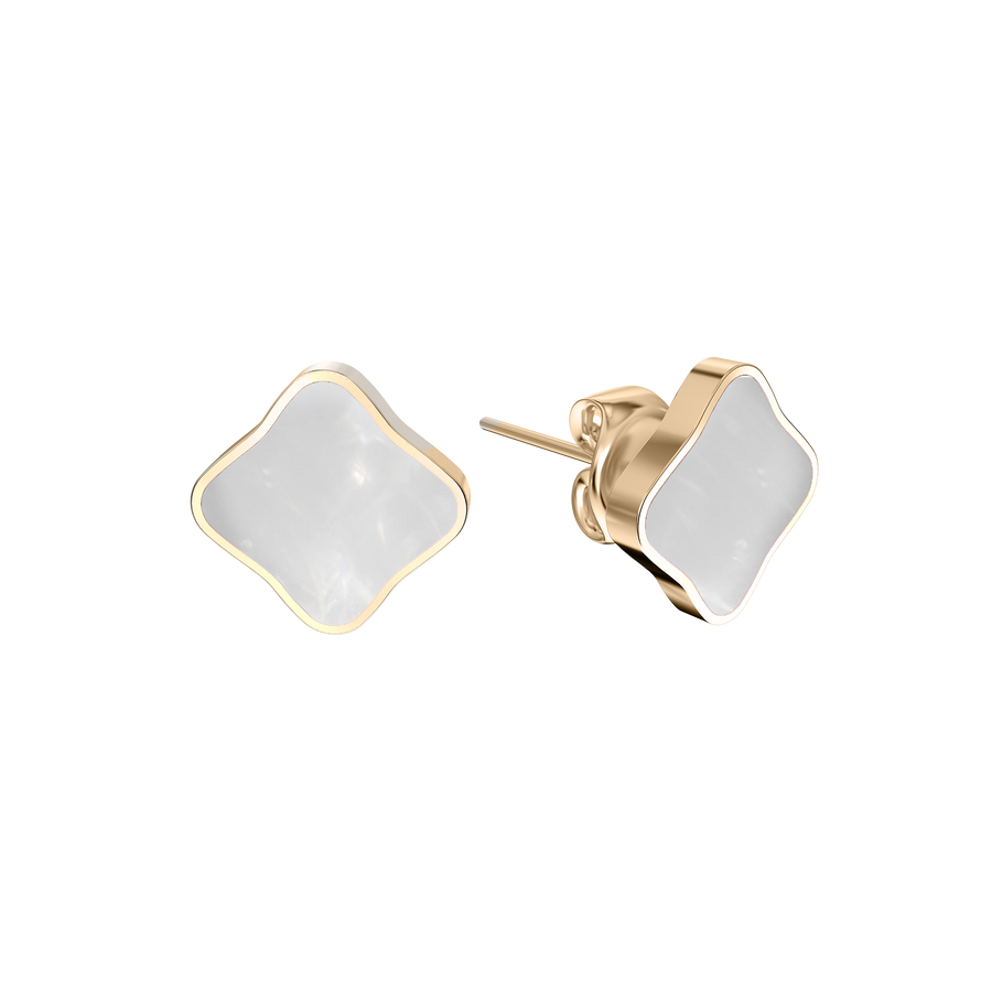 Flora Gold White Earrings