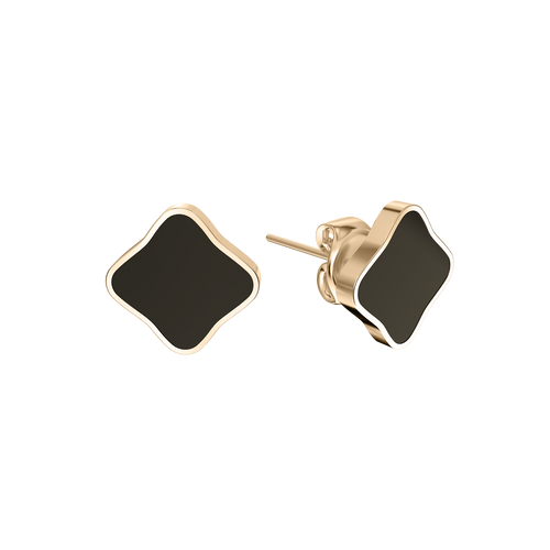 Flora Gold Black Earrings