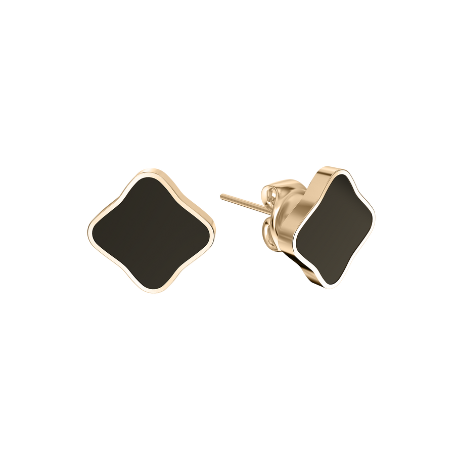 Flora Gold Black Earrings