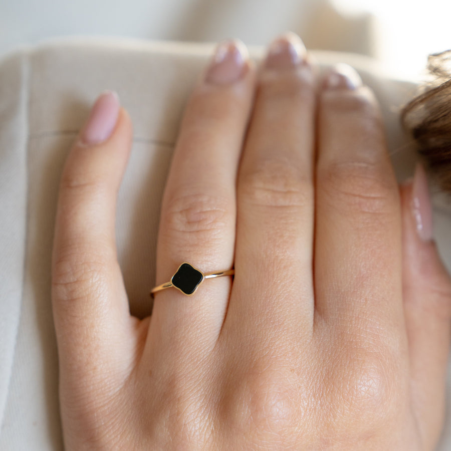 Flora Gold Black Ring