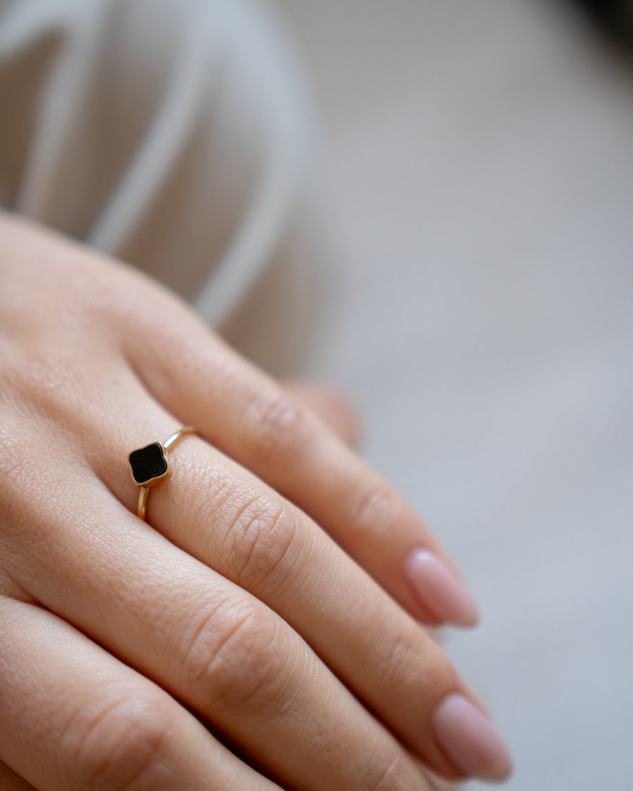 Flora Gold Black Ring