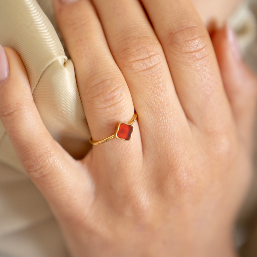 Flora Gold Ruby Ring